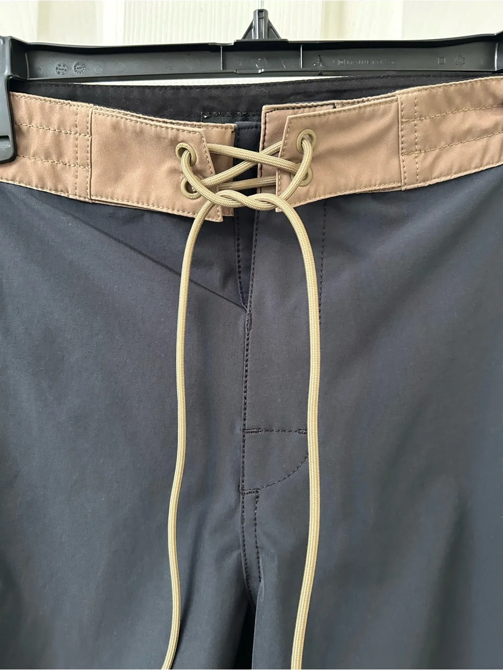 RVCA Black Swim Board Shorts with Tan Waistband